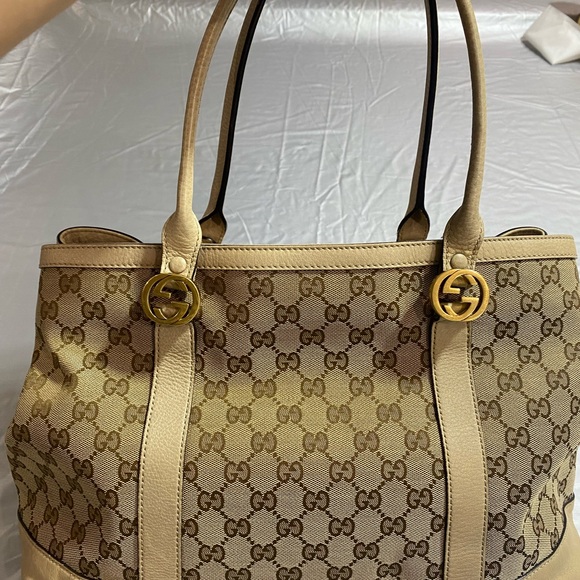Gucci Beige and Brown Monogram Tote - Picture 1 of 10